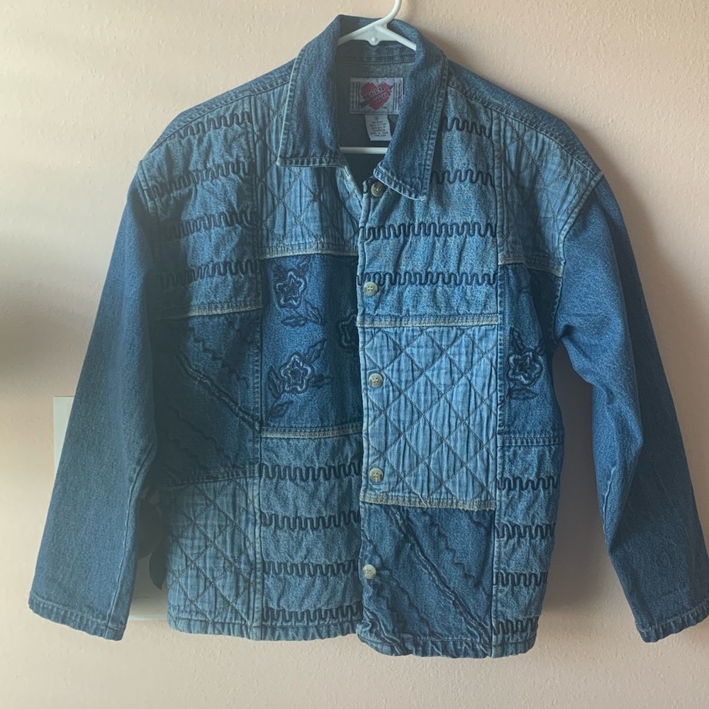 Vintage denim embroidered lightweight chore jacket
